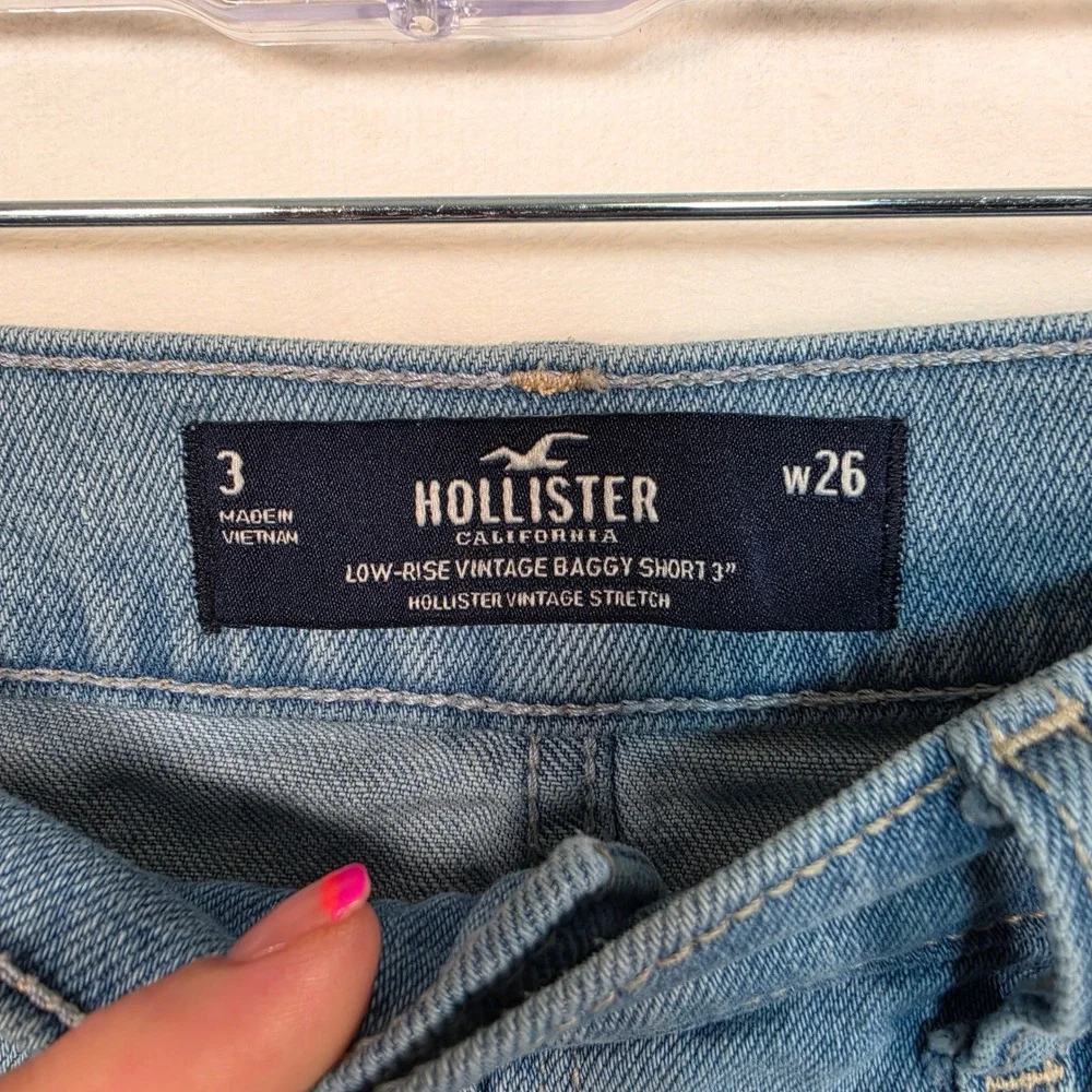 Hollister Denim Shorts Womens 3 or 26 Light Wash Low Rise Vintage Baggy Blue Y2K
